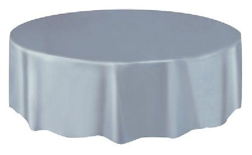 Silver Plastic Round Party Table Cover 213cm for stylish decor
