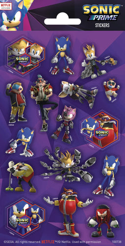 Sonic Glitter Stickers Pack 10 x 20cm with 16 Sonic-themed stickers