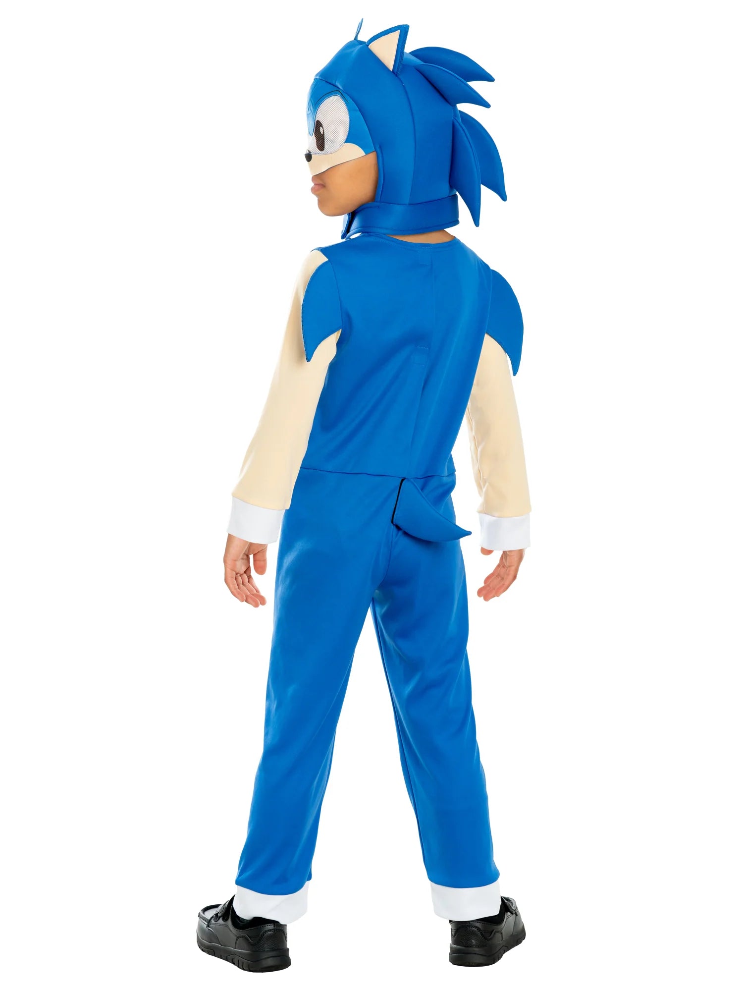 Sonic The Hedgehog Dressing Up Costume back view highlighting spiky quill headpiece and comfortable polyester fit for speedy adventures