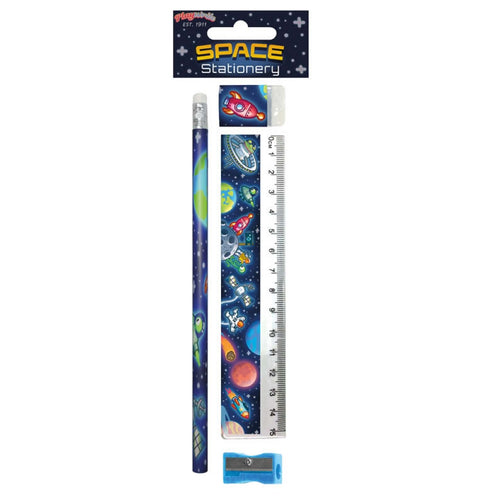Space Themed Stationery Set 4 pieces with pencil and ruler
