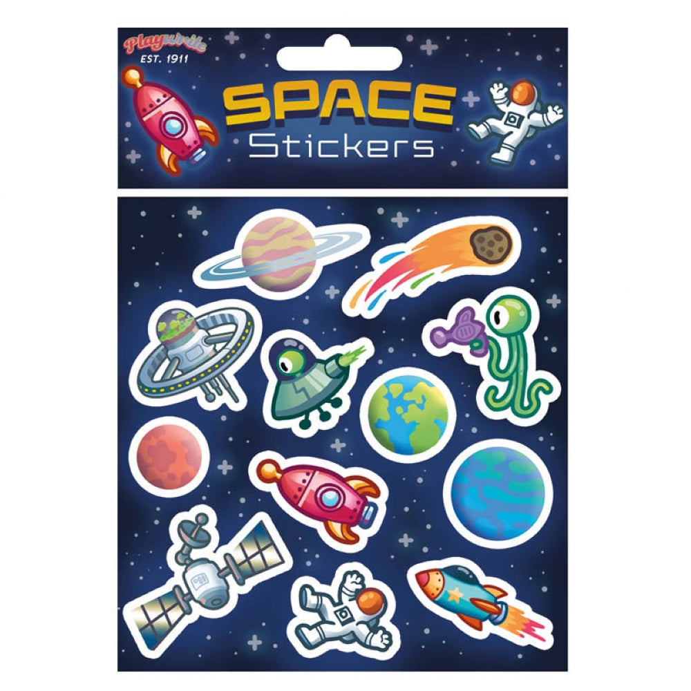 Space Themed Sticker Sheet with 17 stickers