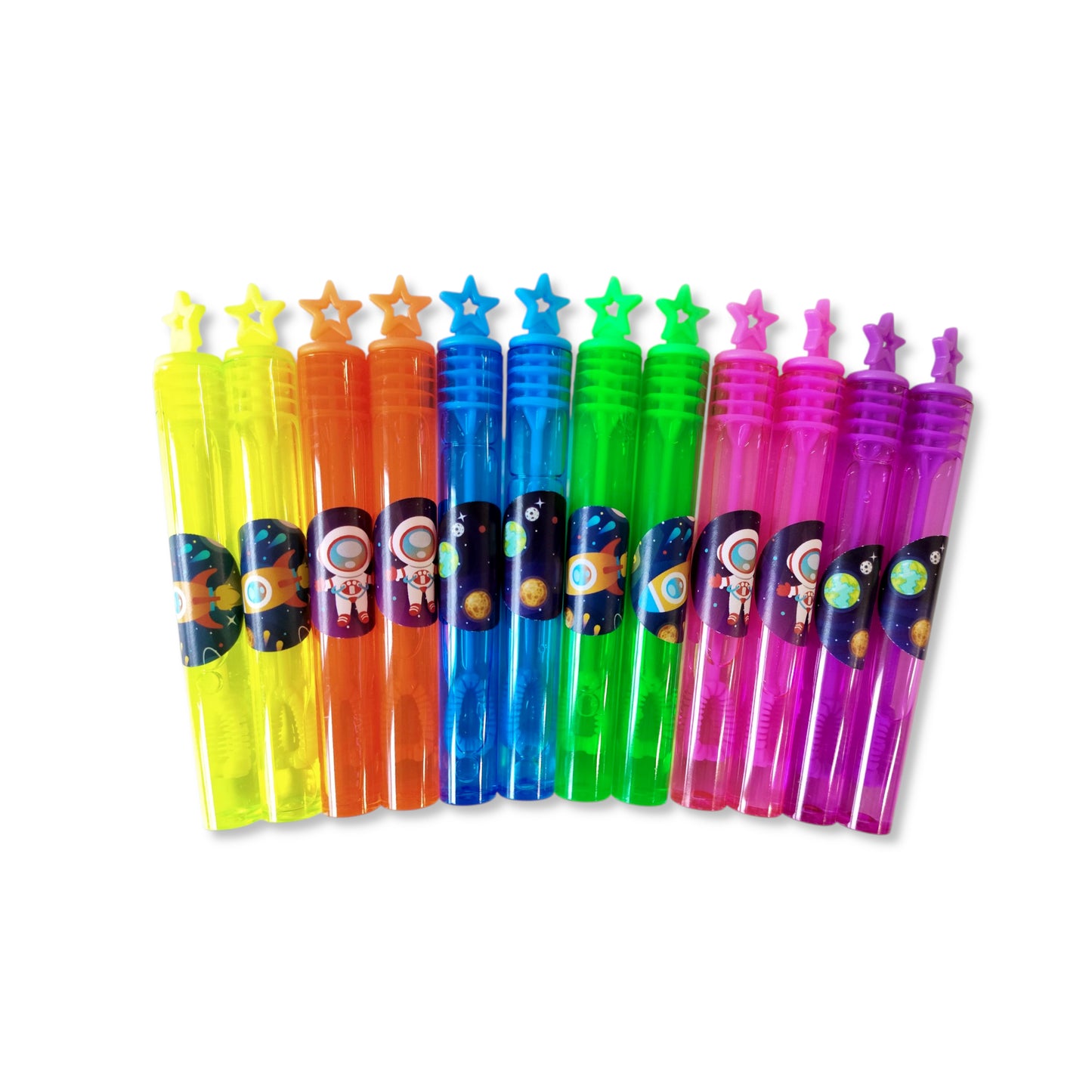 Space Themed Neon Bubble Wands with Star Topper - Anilas UK