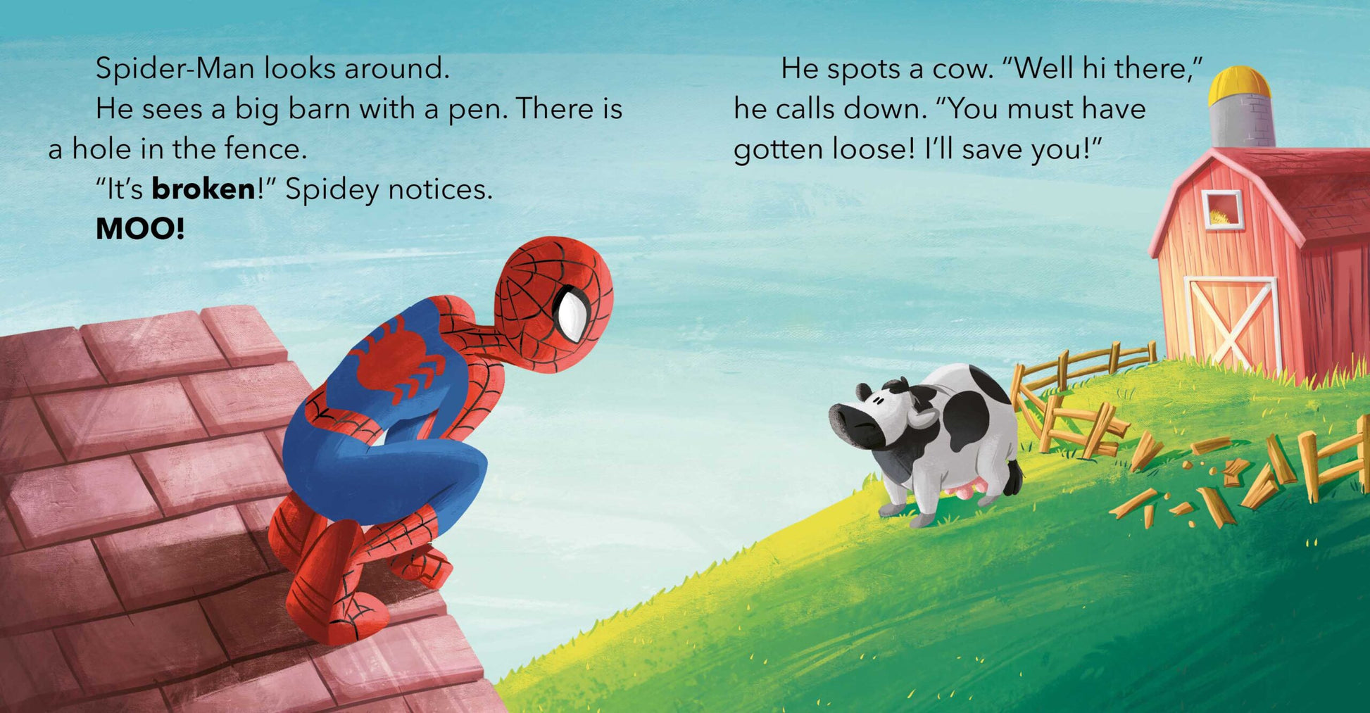 Adventure page from Spider-Man Goes to the Farm book