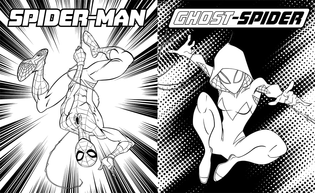 Patterns colouring page from Spider-Man Mega book