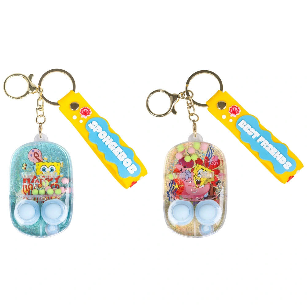 SpongeBob SquarePants Fidget Keychain Game Assortment front view with sparkly designs