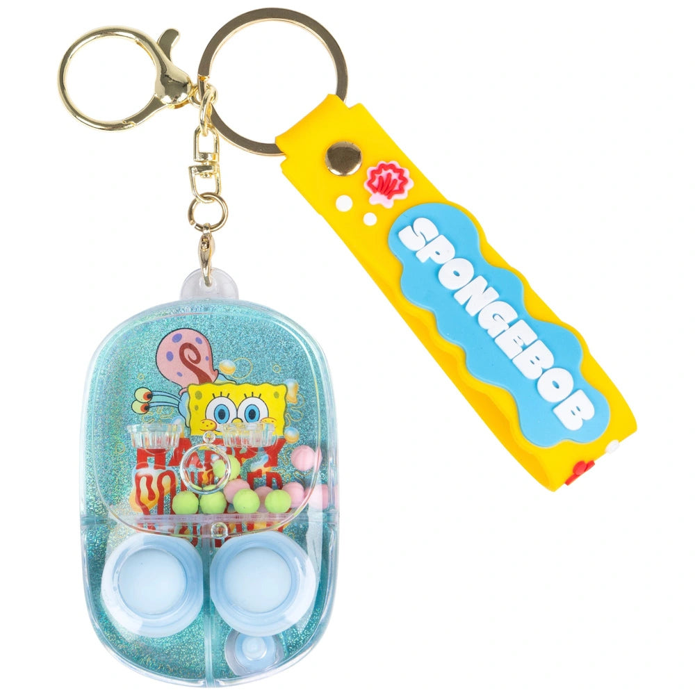 SpongeBob and Gary glittery blue sea fidget keychain game design