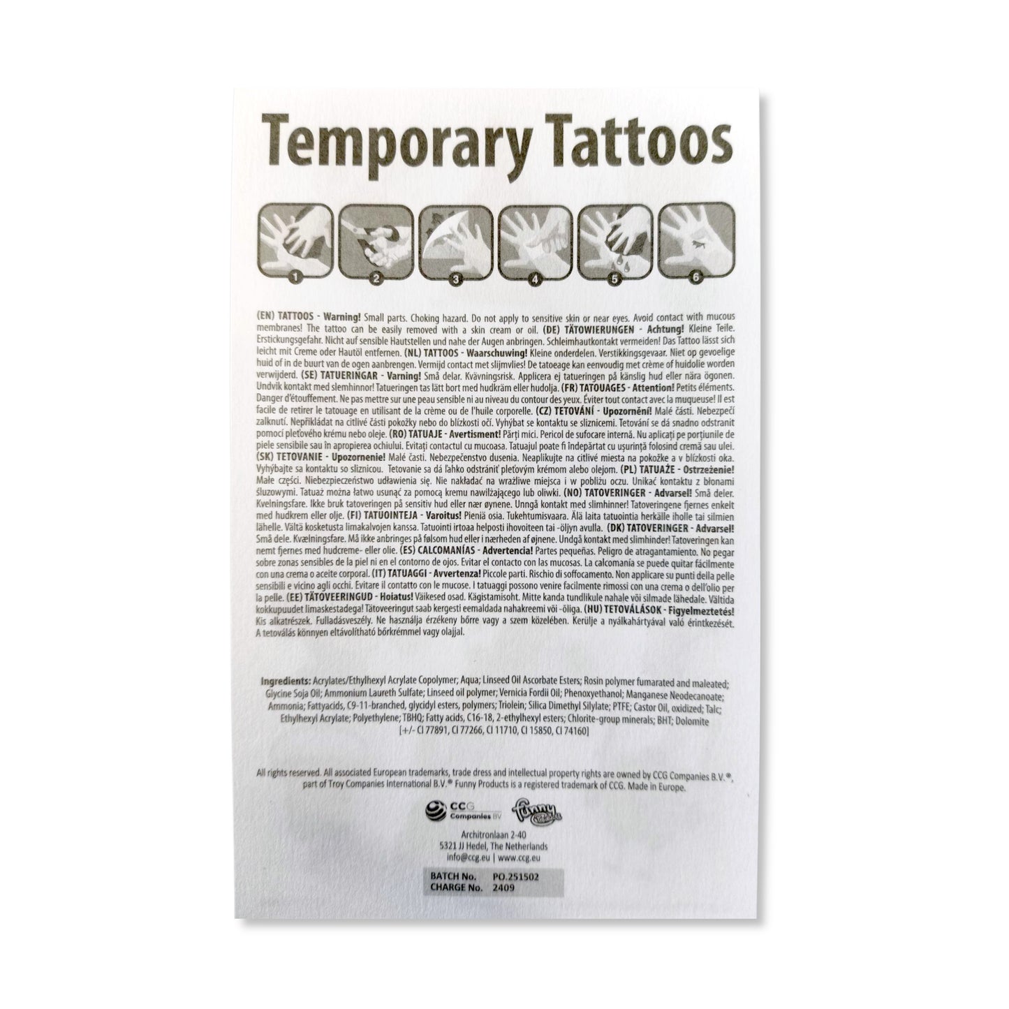 Sponge-Bob Squarepants Children's Temporary Tattoos