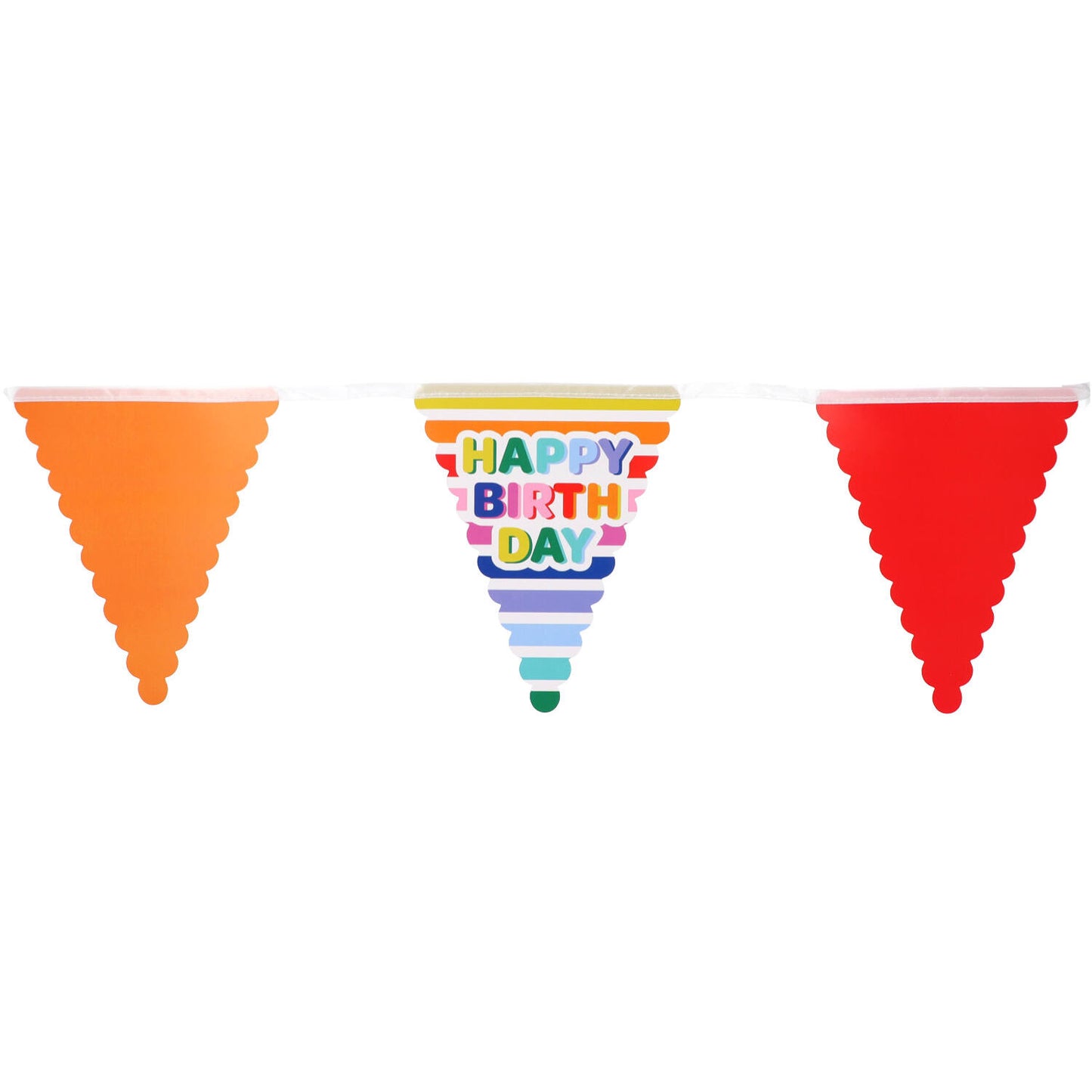 Stripetastic Paper Flag Banner 6 m – colourful and striped HAPPY BIRTH DAY flags, double-sided