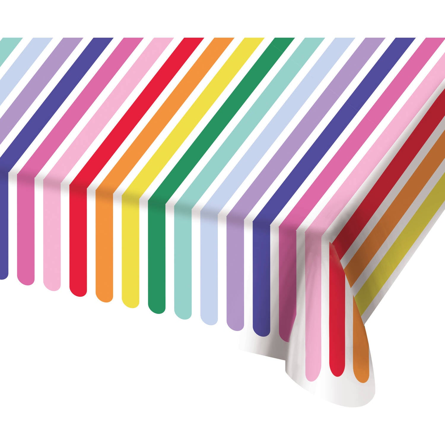 Stripetastic Tablecover 180x130cm – colourful striped paper tablecloth