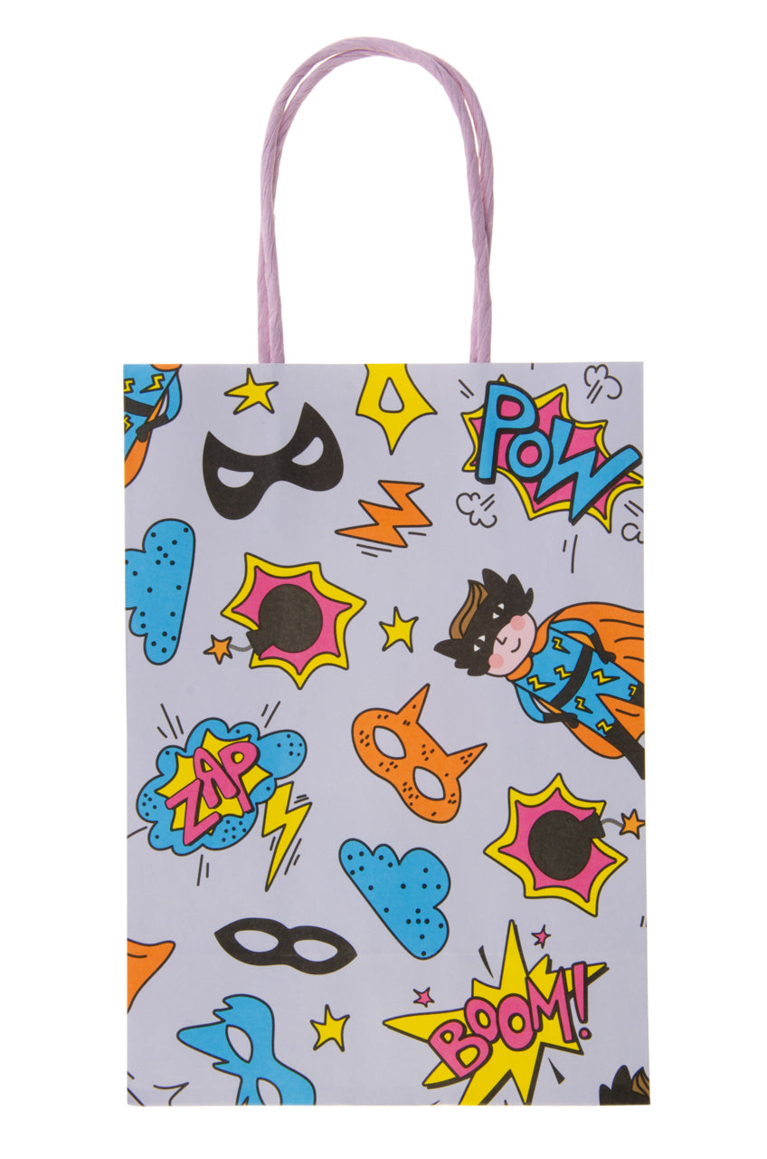 Superhero Paper Gift Bag, 22 x 16 x 9 cm, with Handles for Kids’ Parties