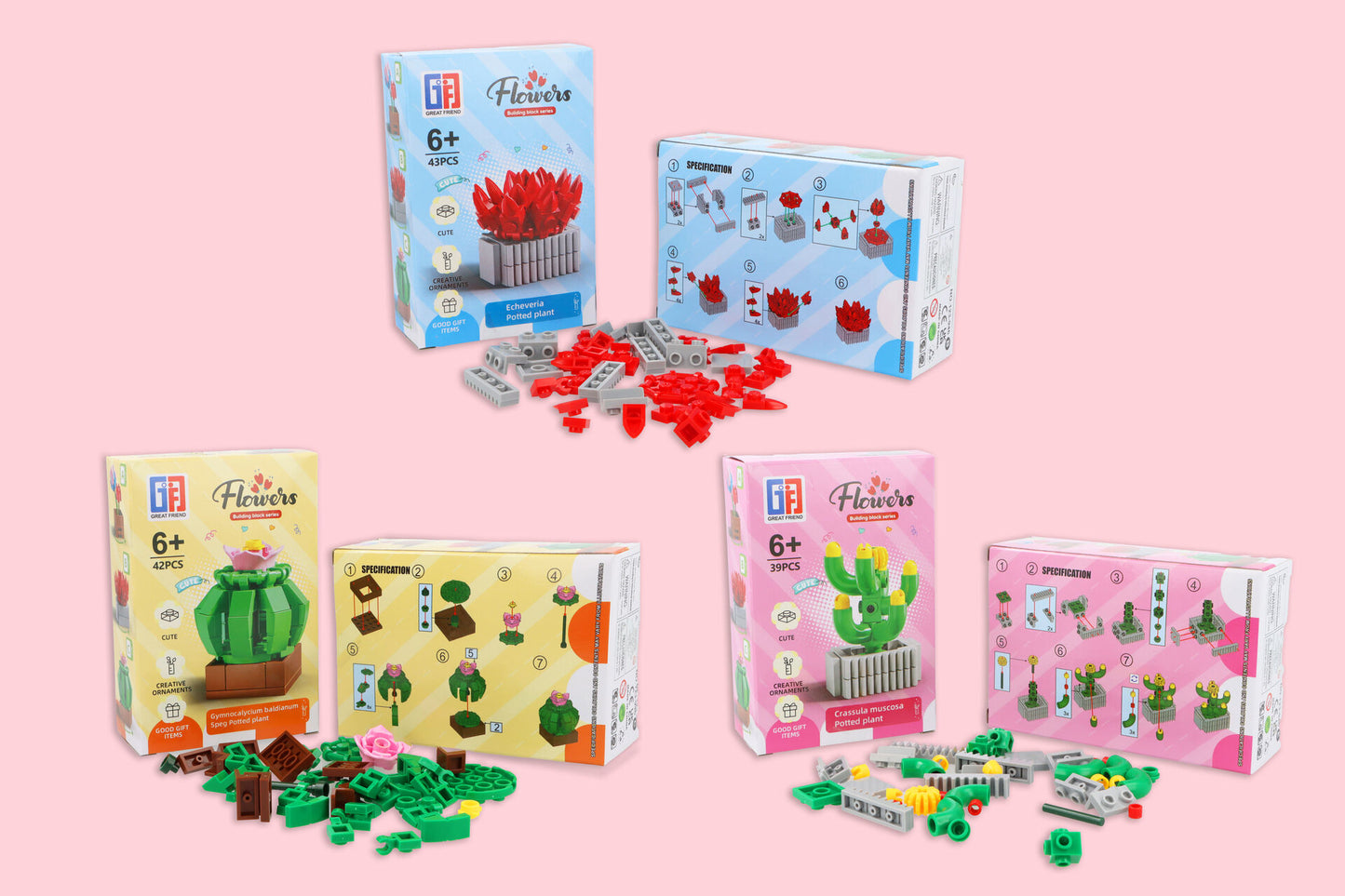 Floral Potted Plant Building Block Brick Kits (12cm) - Anilas UK