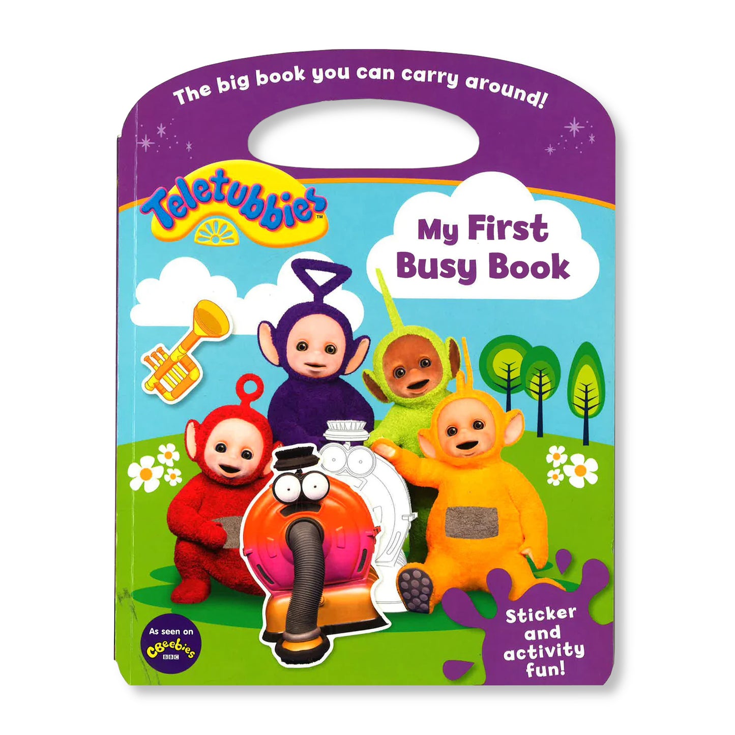 Teletubbies My First Busy Book glossy cover with Tinky Winky, Dipsy, Laa-Laa and Po