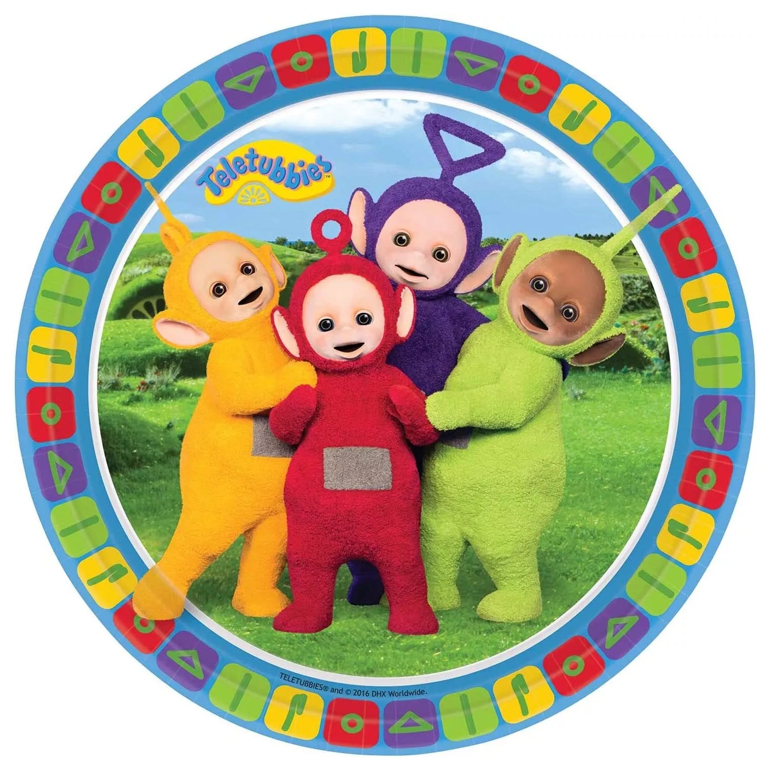 Teletubbies Plates Pack of 8, 23cm round with main characters Tinky Winky, Dipsy, Laa-Laa and Po