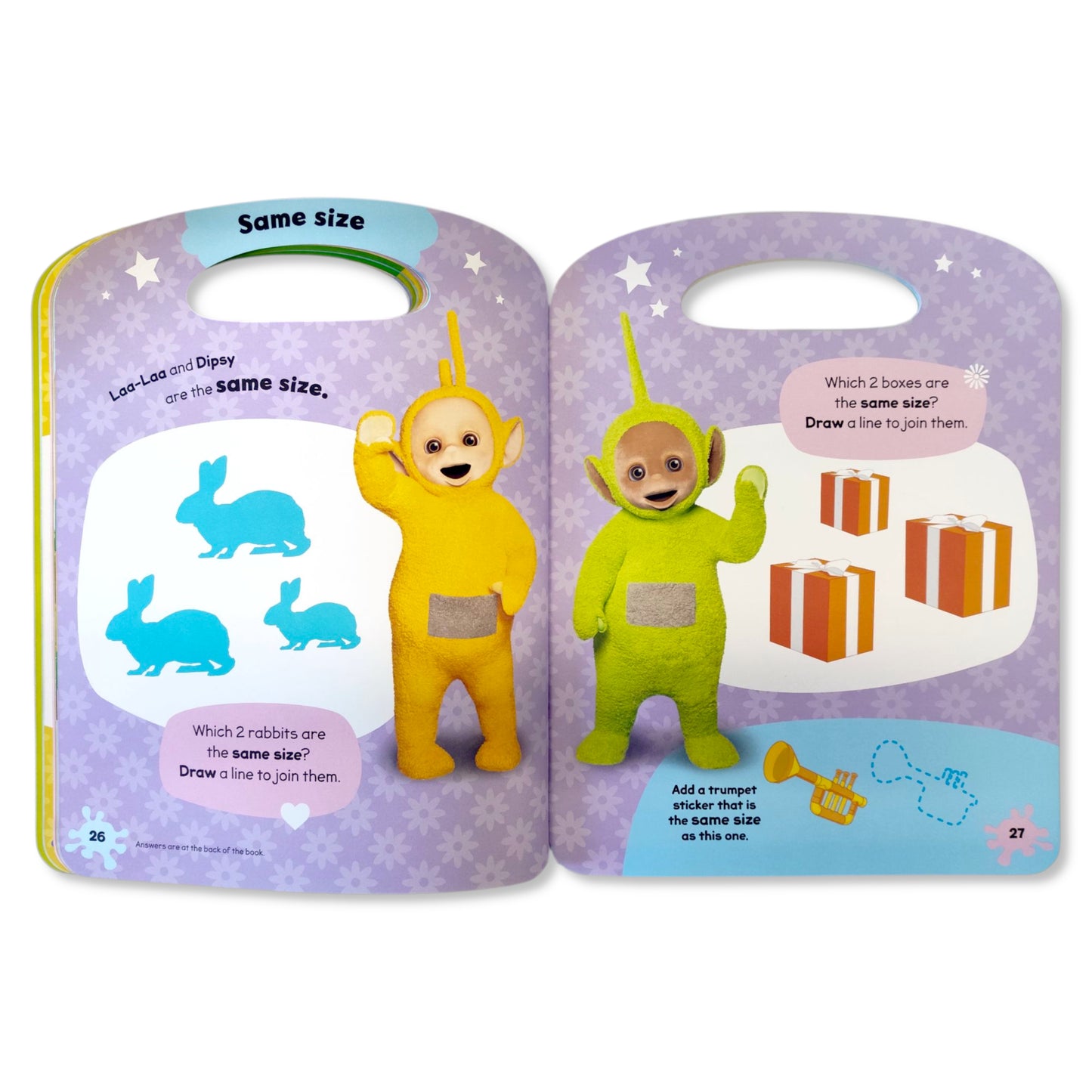 Inside view of Teletubbies Busy Book with 80 pages of colouring and sticker activities