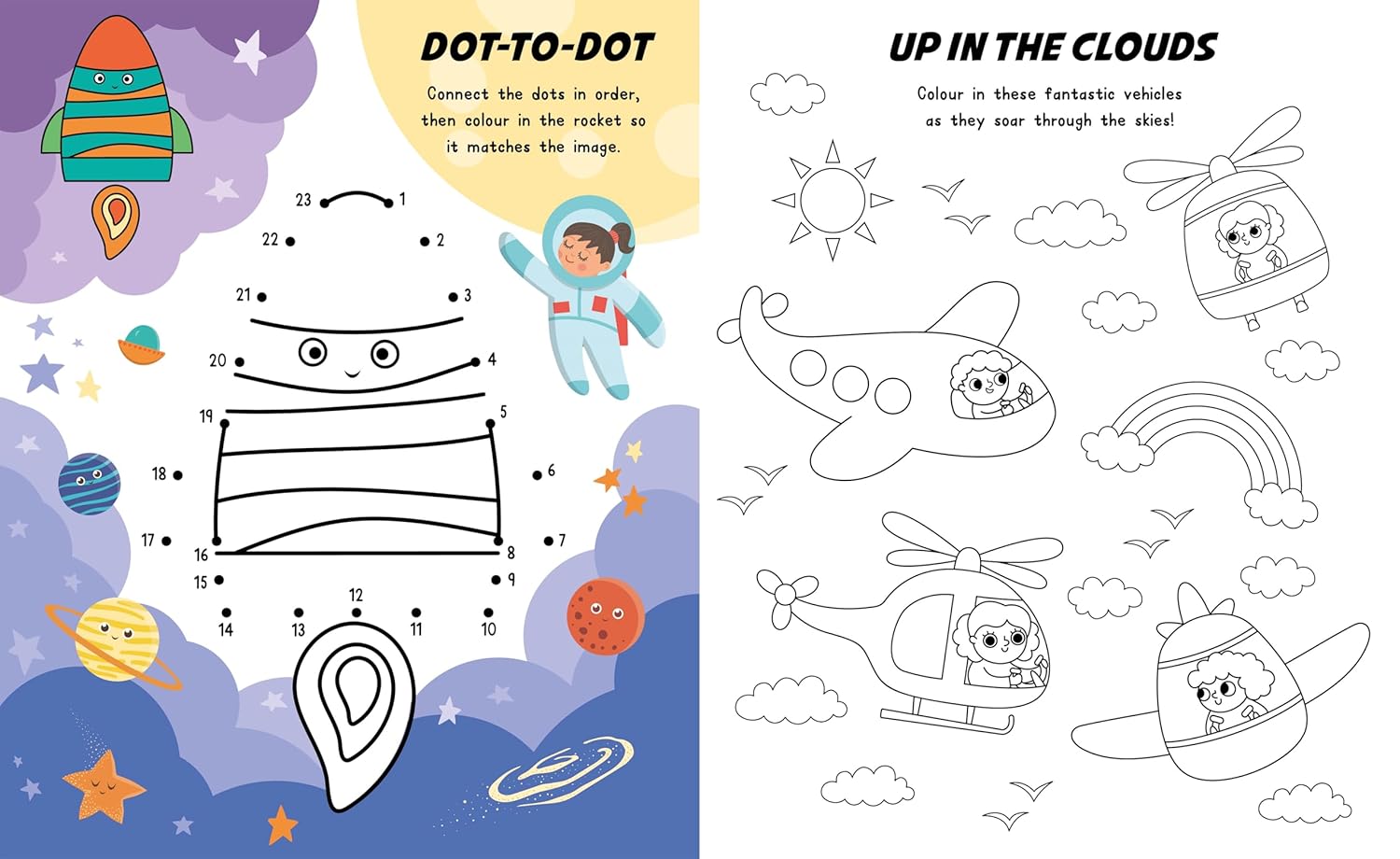 Open Page of Things That Go Activity Book with Vehicle Stickers and Puzzles