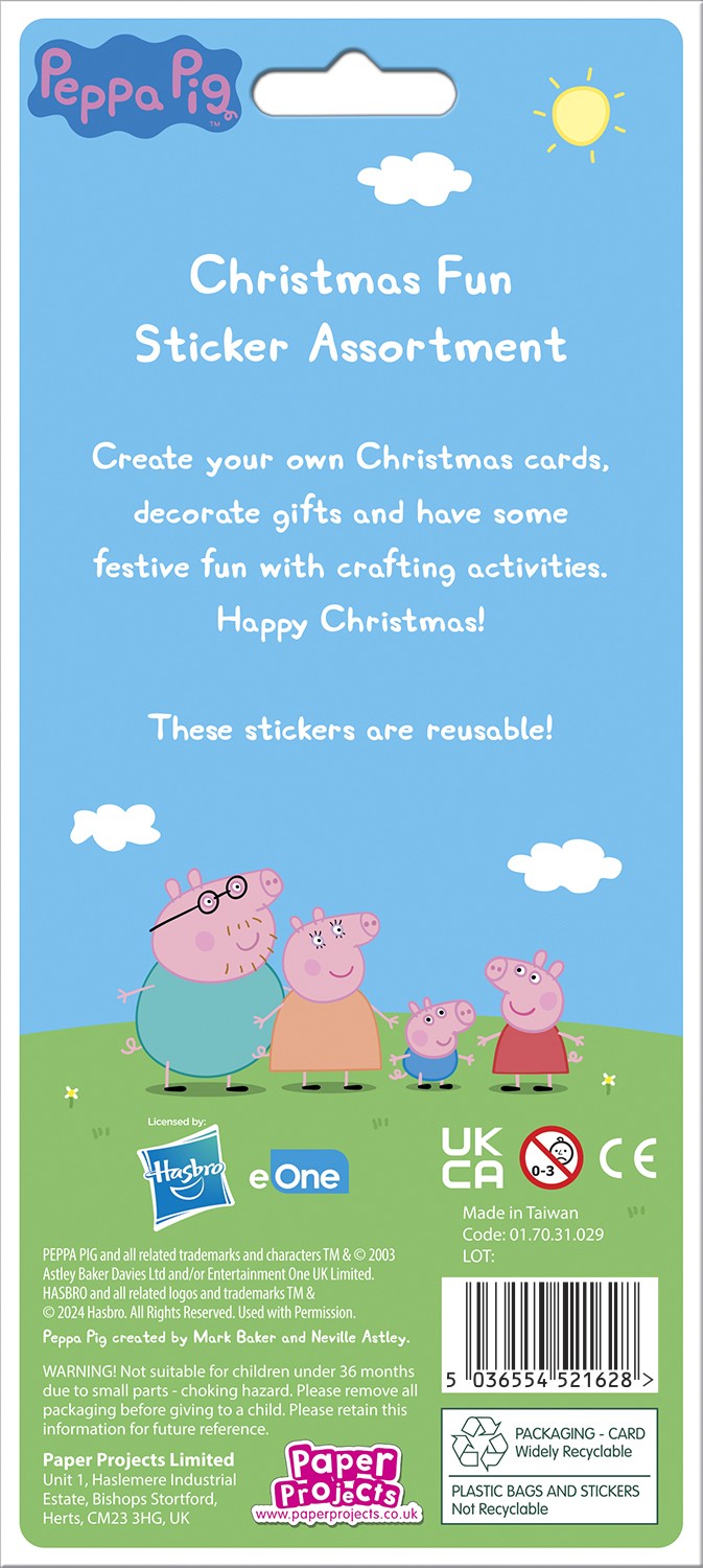 Peppa Pig Christmas Sticker Assortment - Anilas UK