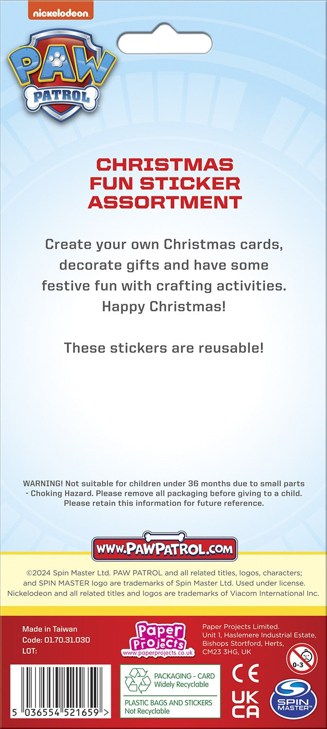 Paw Patrol Christmas Sticker Assortment - Anilas UK