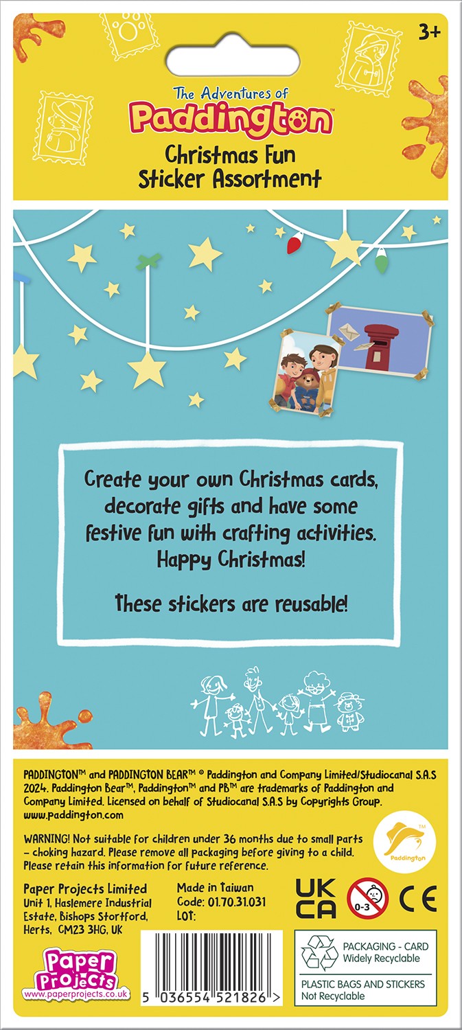 Paddington Christmas Sticker Assortment - Anilas UK