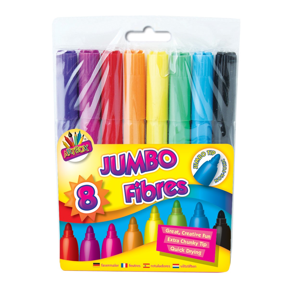 8 Jumbo Fibre Colouring Pens - Anilas UK
