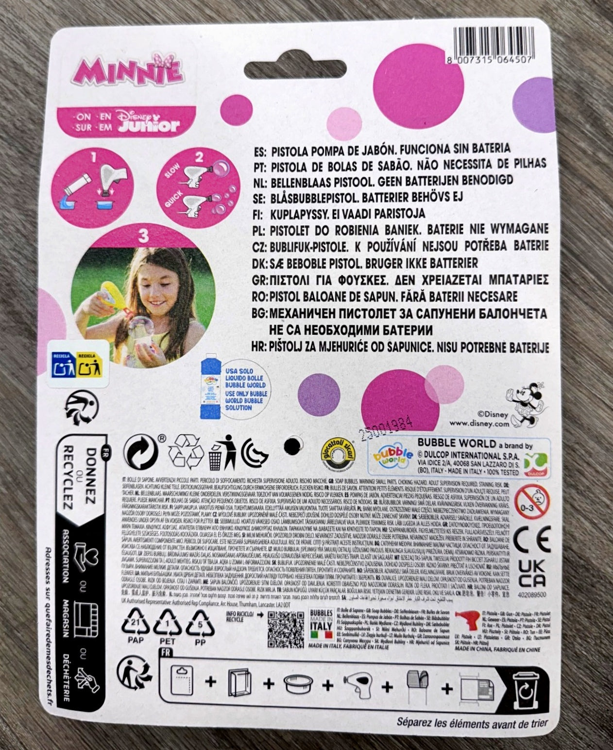 Minnie Mouse Bubble Gun with 60ml Bubble Tub - Anilas UK