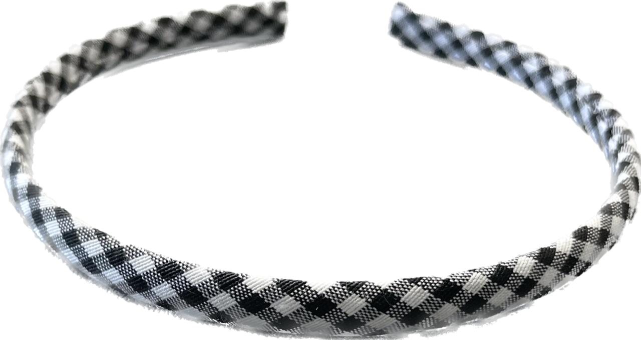 Black Gingham Alice Headband - 1cm - Anilas UK
