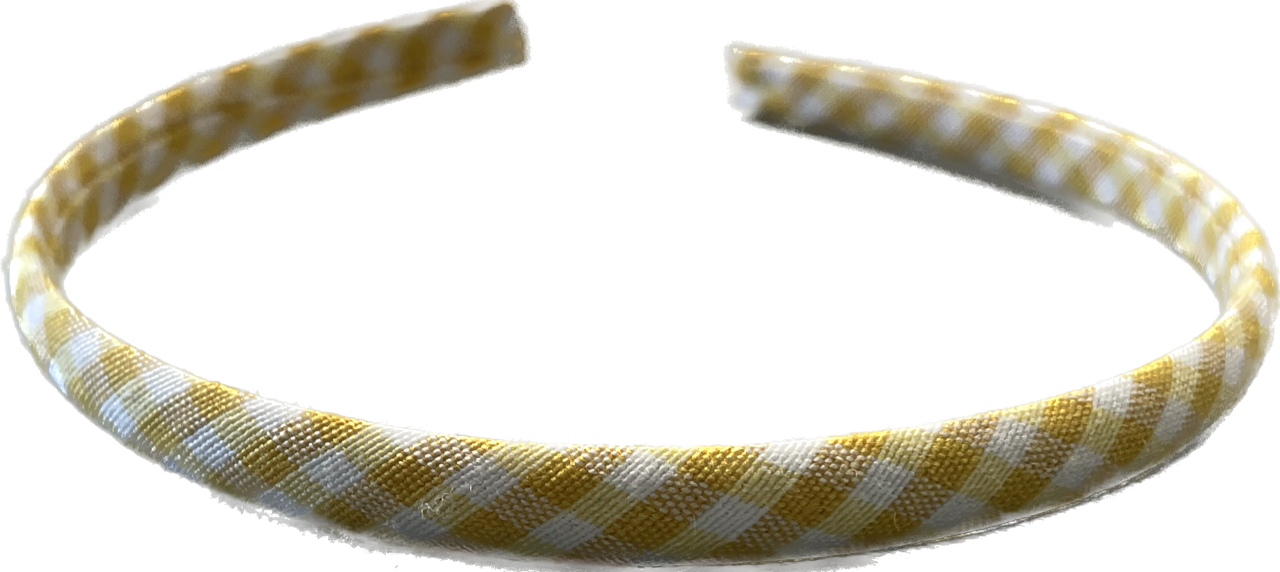 Yellow Gingham Alice Headband - 1cm - Anilas UK
