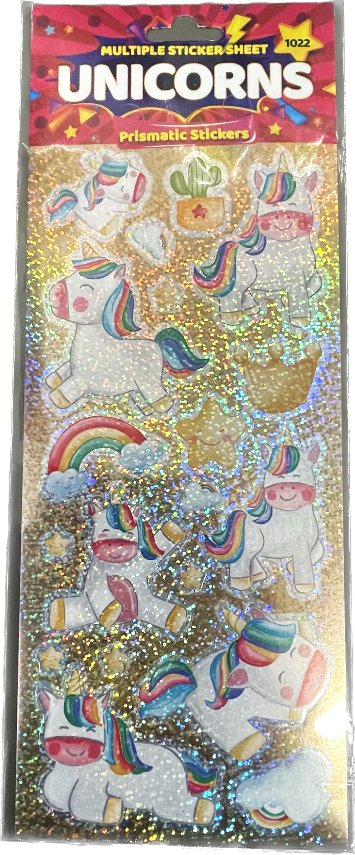 Unicorn Themed Prismatic Sticker Sheet - Anilas UK