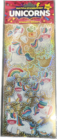 Unicorn Themed Prismatic Sticker Sheet - Anilas UK