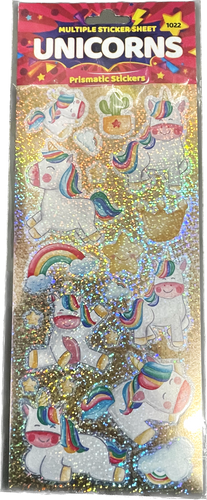 Unicorn Themed Prismatic Sticker Sheet - Anilas UK