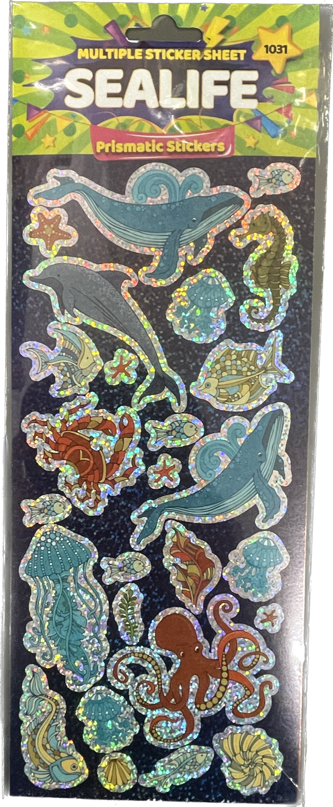 Sealife Themed Prismatic Sticker Sheet - Anilas UK