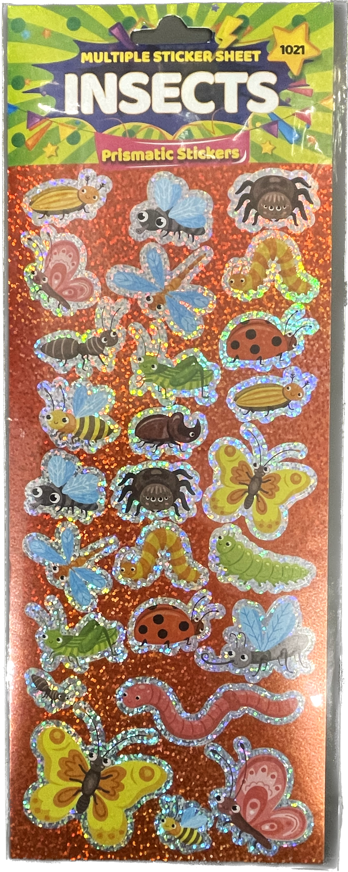 Insects Themed Prismatic Sticker Sheet - Anilas UK
