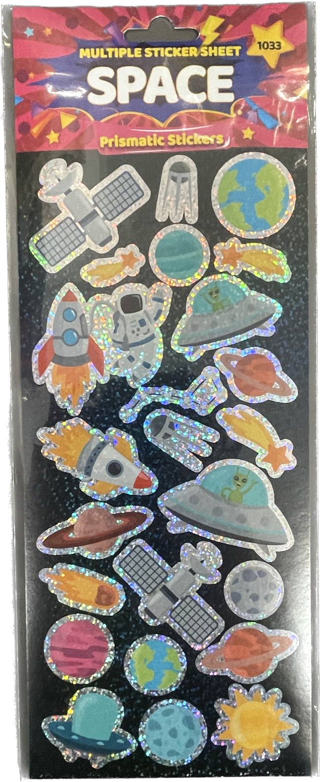 Space Themed Prismatic Sticker Sheet - Anilas UK