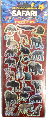 Safari Themed Prismatic Sticker Sheet - Anilas UK