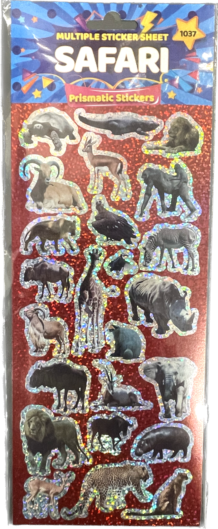 Safari Themed Prismatic Sticker Sheet - Anilas UK