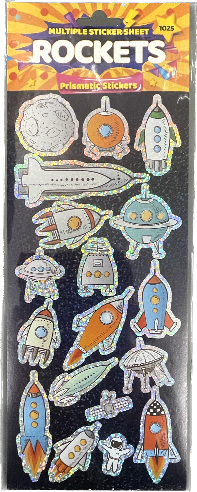 Rockets Themed Prismatic Sticker Sheet - Anilas UK