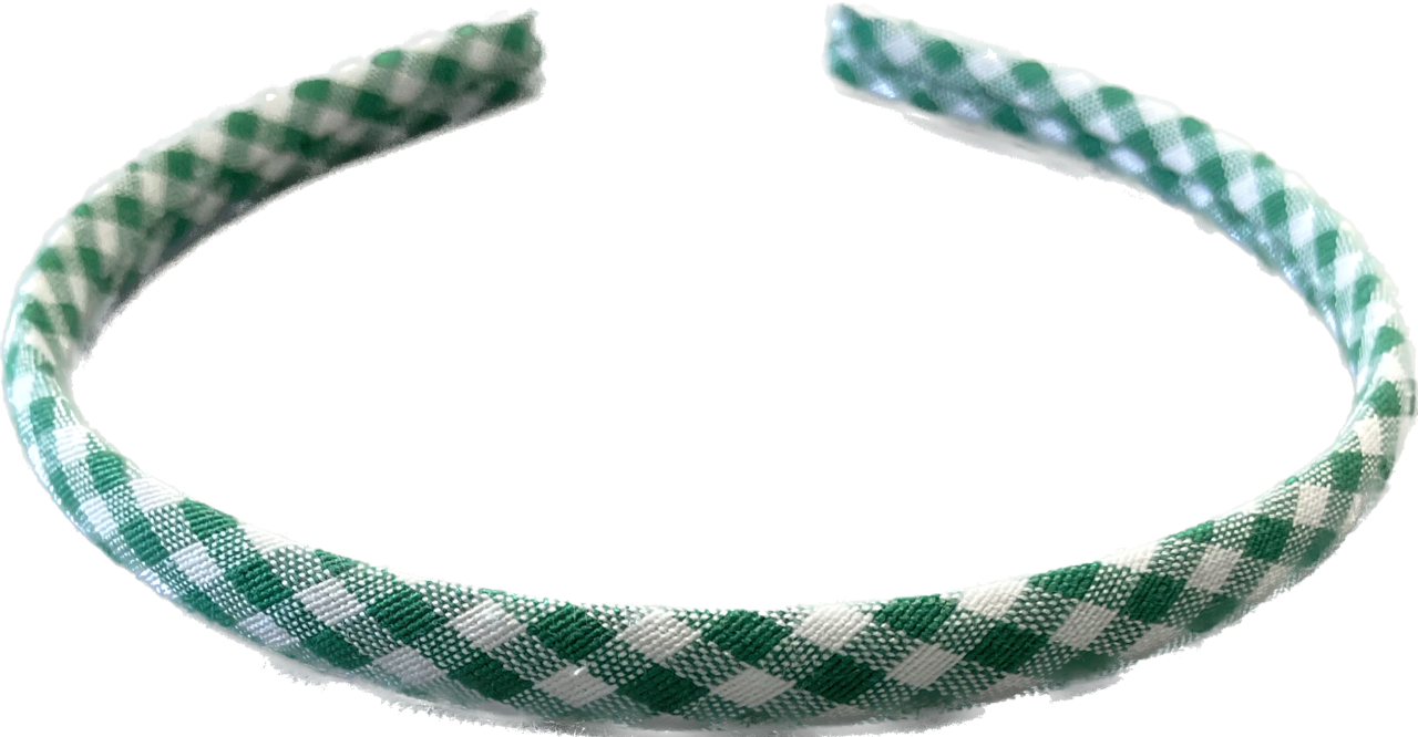 Green Gingham Alice Headband - 1cm - Anilas UK