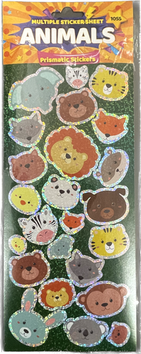 Animals Themed Prismatic Sticker Sheet - Anilas UK