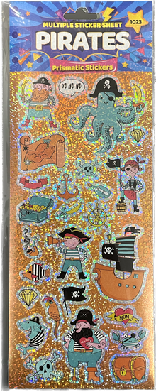 Pirates Themed Prismatic Sticker Sheet - Anilas UK