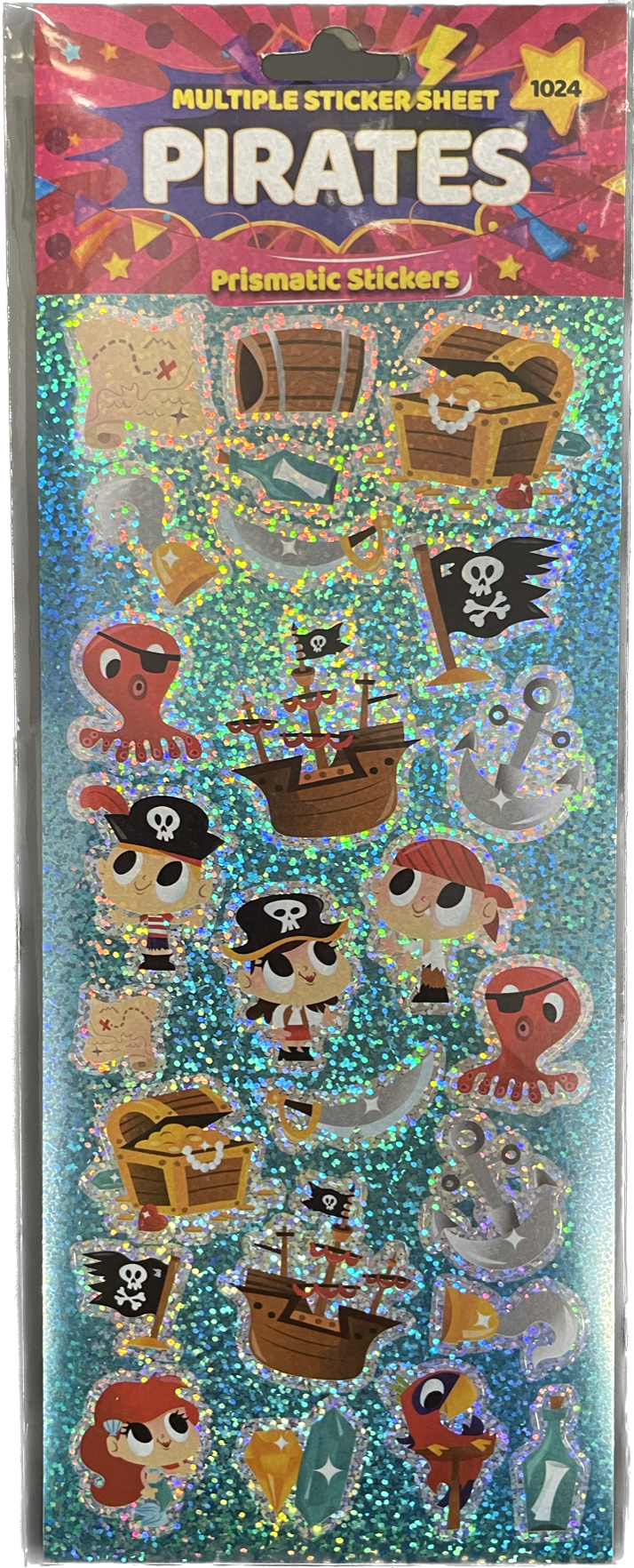 Pirates Themed Prismatic Sticker Sheet - Anilas UK