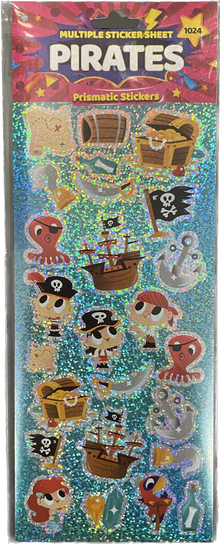 Pirates Themed Prismatic Sticker Sheet - Anilas UK