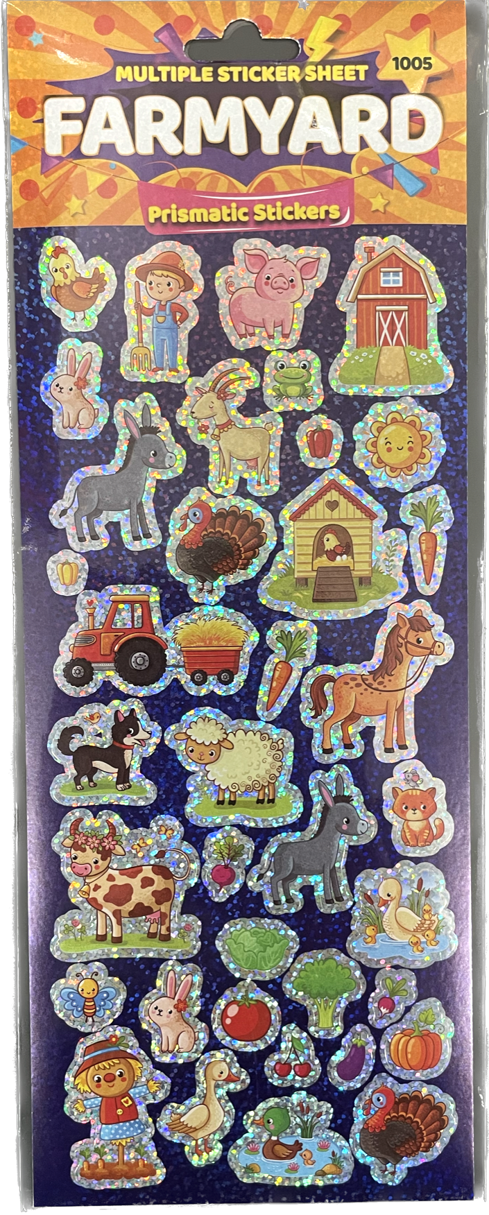 Farmyard Themed Prismatic Sticker Sheet - Anilas UK