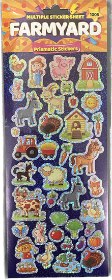 Farmyard Themed Prismatic Sticker Sheet - Anilas UK