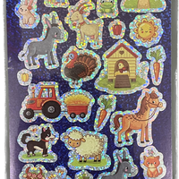 Farmyard Themed Prismatic Sticker Sheet - Anilas UK