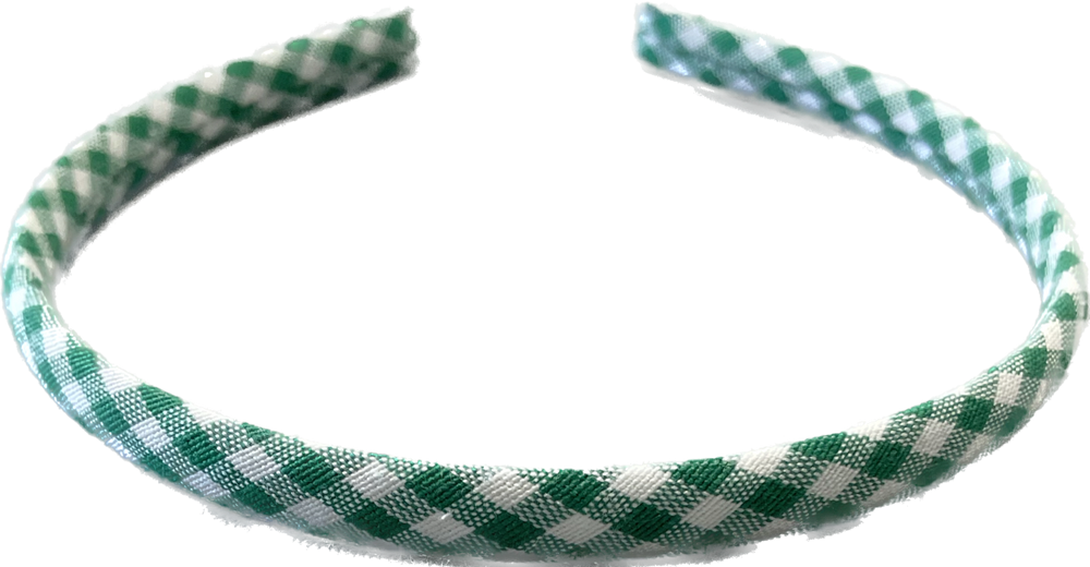 Green Gingham Alice Headband - 1cm - Anilas UK
