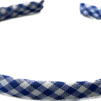 Royal Blue Gingham Alice Headband - 1cm - Anilas UK