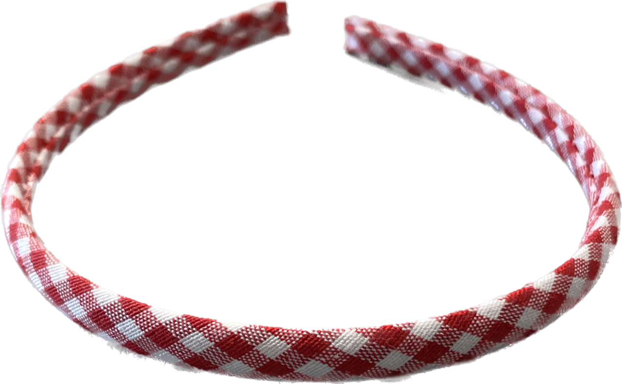 Red Gingham Alice Headband - 1cm - Anilas UK