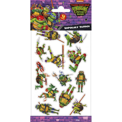 Teenage Mutant Ninja Turtles Temporary Tattoos 100 x 200mm with ninja designs
