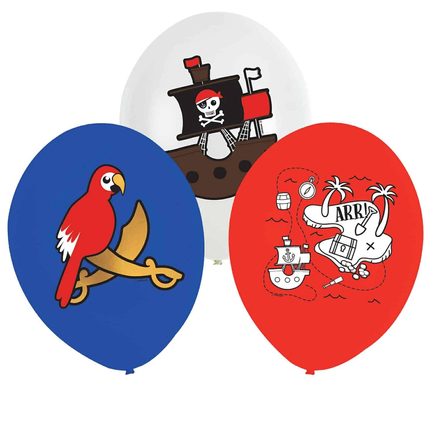 Pirate Map Latex Balloons 29 cm, 6 Pack