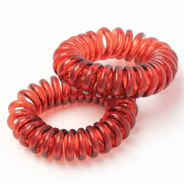 Tortoiseshell Telephone Cord Hair Ties, 9 mm Thick, Set of 4, 3.5 cm
