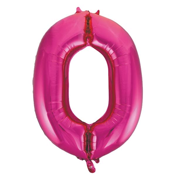 Pink Glitz Number 0 Foil Balloon 86cm - Anilas UK